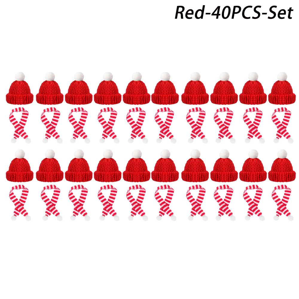 Mini Christmas Hat Mini Scarf Red Green Christmas Color Hanging Finger Hat Lollipop Bottle DIY Christmas Party Decoration