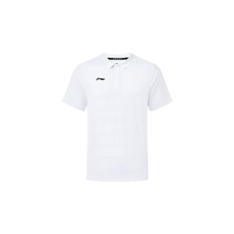 Li Ning Polo Shirts Unisex White Polo Collar Moderate Straight Fit APLS231-2 L