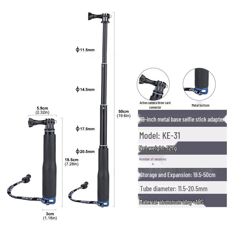 Telescopic Selfie Stick for Action Cameras: DJI Action5, Insta360, GoPro Accessories