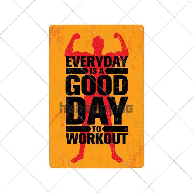 Gym Rule Metal Sign Fitness Motivational Quotes Poster Work Out Plaque Man Cave Pub Bar Wall Decorative Vintage Plate 20x30cm