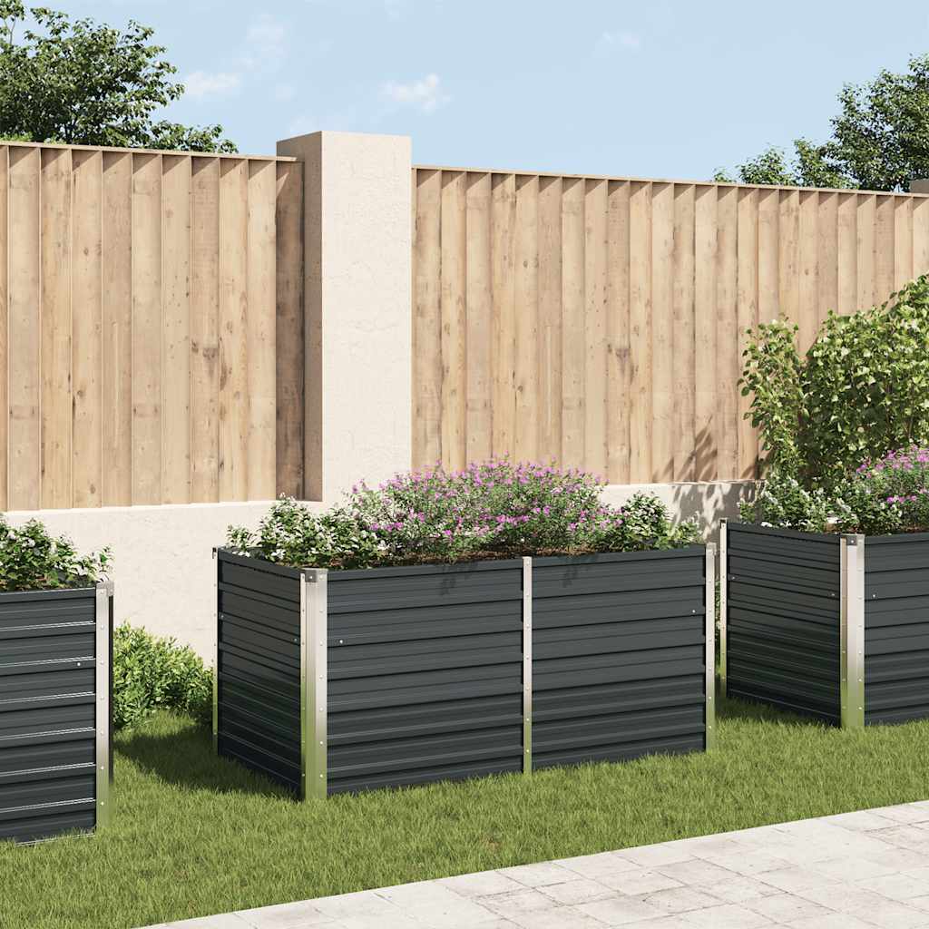 Raised Garden Bed Anthracite Grey 160 X 80 X 77 Cm Galvanized Steel