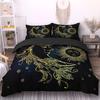 Duvet Cover Set Golden Sun and Moon Boho Mysterious Color Home Decor Bedding Set Adults Gifts with Zipper Decorative Quilt Cover