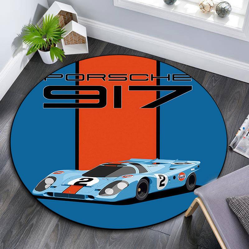 Gulf Racing Art pattern round rug,Carpet Rug for Living Room Bedroom Playroom ,Non-slip Floor Mat,Holiday Gifts and Birthday Gifts.