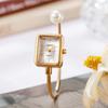 Square Dial Pearl Bracelet Watch Open Bracelet Female Wristwatch Fashion Quartz Watch  Women