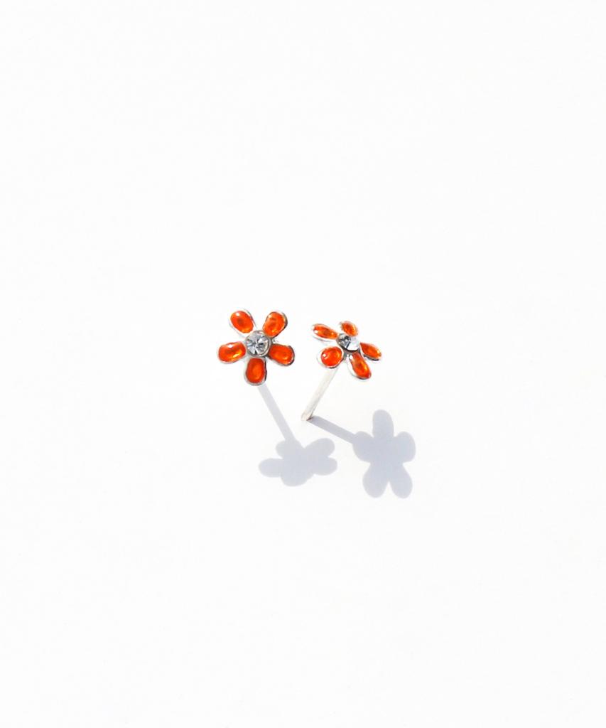 Bonbeau Shining Color Flower Pin Earrings Silver 925 Silver Post Color Cubic Flower Earrings