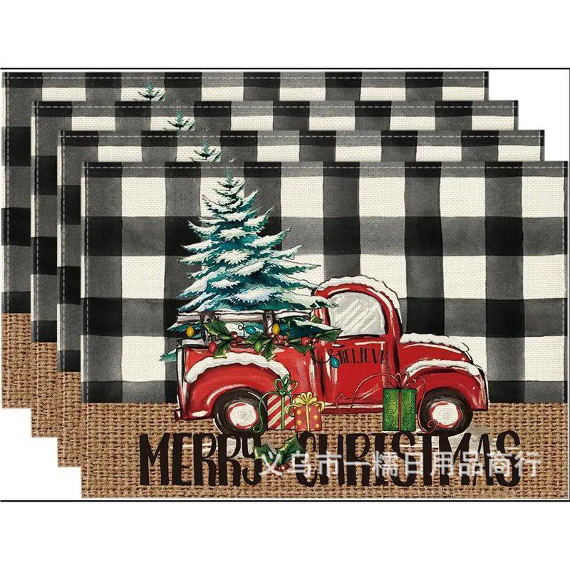 Christmas Snowman & Snowflake Plaid Insulated Placemat - Festive Table Decoration