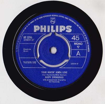 7inch Record DUSTY SPRINGFIELD - Your Hurtin' Kinda Love BF1396 Philips 1965 UK Soul/Funk Used