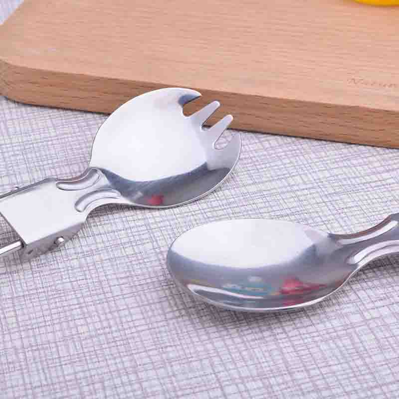 Outdoor Camping Przenośny nóż składany Widelec Łyżka Naczynia kuchenne Składane sztućce ze stali nierdzewnej