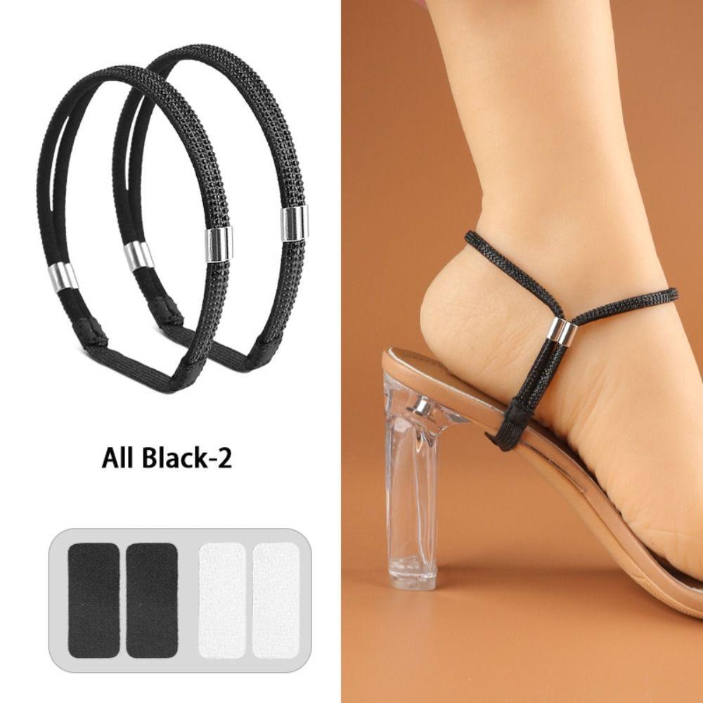 2Pairs Bundle High Heels Women Shoeslaces Ankle Holding Shoes Decorations Lazy Shoelaces Adjustable Elastic Shoe Belt Women