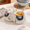 2-in-1 Ceramic Seasoning Jar Household Sauce Jar Salt Pepper Pepper Grain Distributor Kitchen Ceramic Seasoning Box Home
