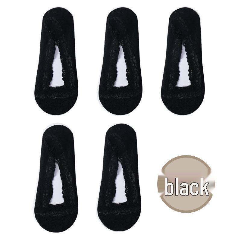 Women's Ice Silk Low Cut No-Show Striped Mesh Lace Boat Socks - Super Thin & Non-Slip