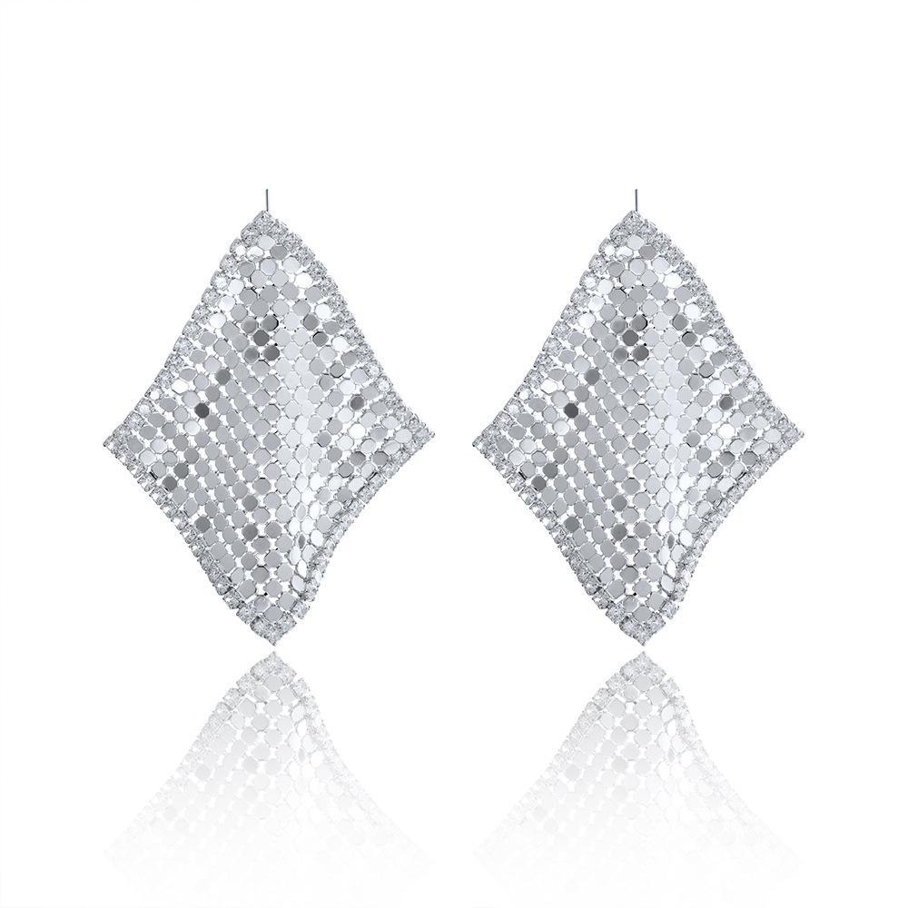 

Stylish Daily Commuter Geometric Rhombus Diamond Sequined Tassel Earrings Unique Temperament Exquisite Earrings