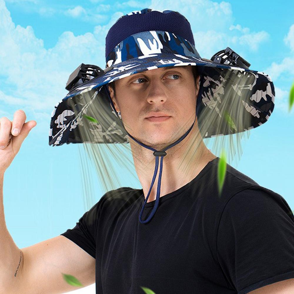 Solar Charging Solar Fan Hat Wide Brim Bucket Hat Portable Summer Cooler Cap  Sun Protection