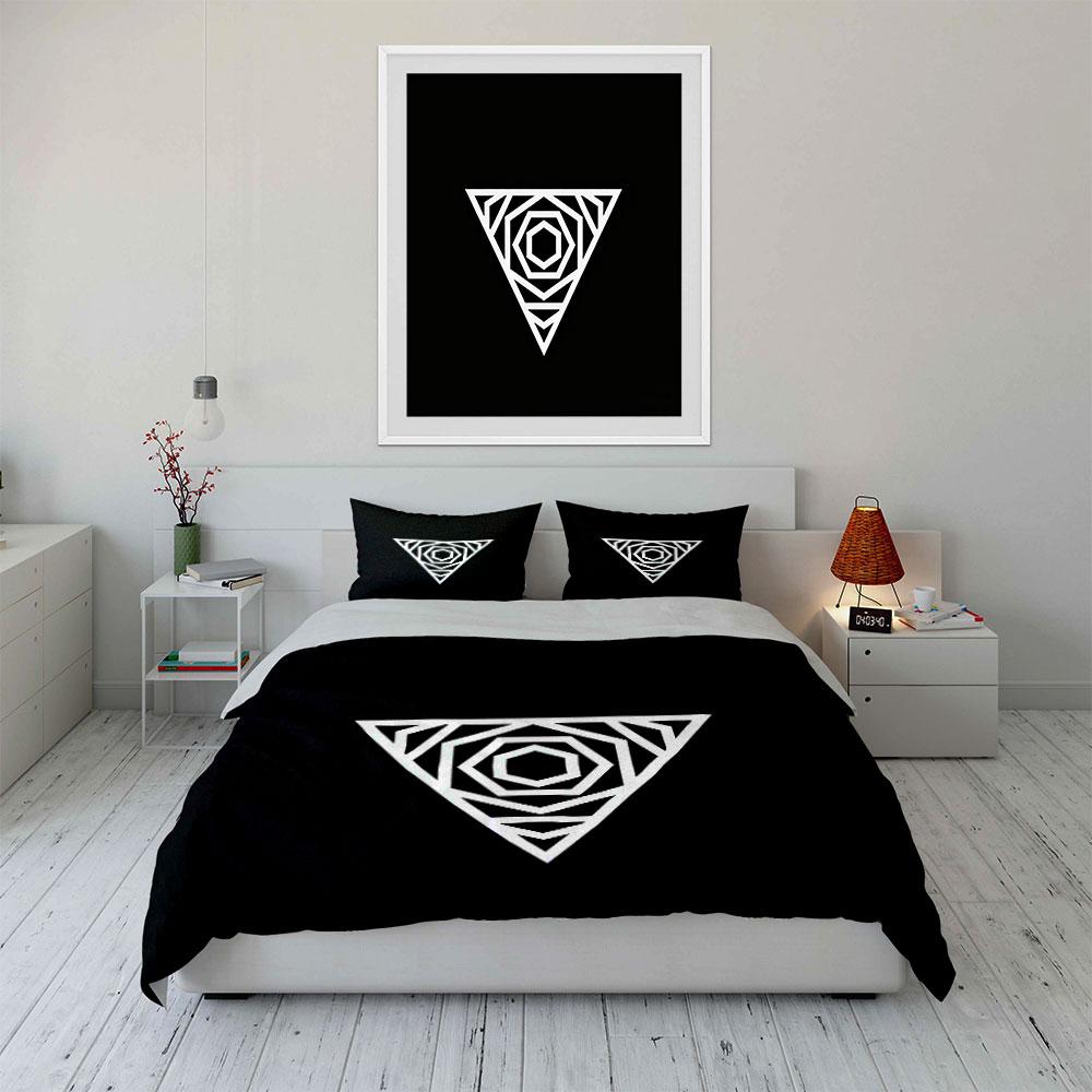 Geometric Triangle Three-Piece Decor Set Soft Comfortable Duvet Cover Bedding Set Included 1*Duvet Cover & 2*Pillowcases, Gift