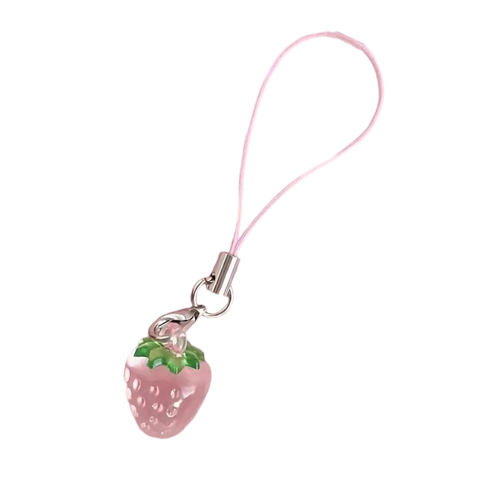 

Реалистичный кулон-брелок в виде клубники Стильный 3D фруктовый брелок Цепочка для телефона Модный аксессуар для сумок или ключей от машины