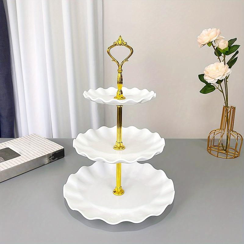 1PACK three-layer cupcake holder, European ruffle or lace dessert tower tray for tea parties, proms and weddings