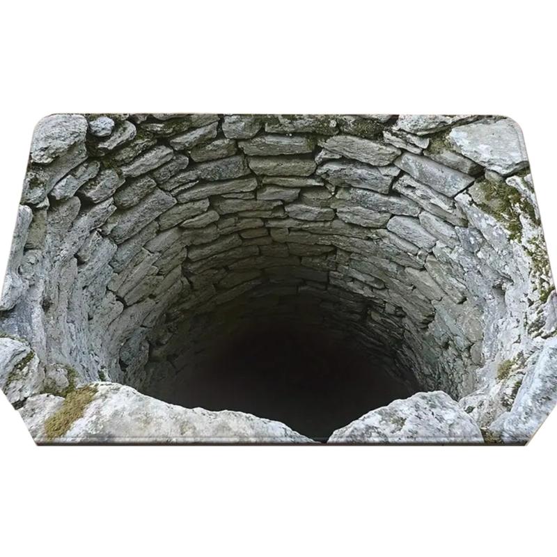 3D Optical Illusion Rug Nonslip Floor Mat for Indoor and Outdoor Use Cave Stone Visual Illusion Doormat for Living Room