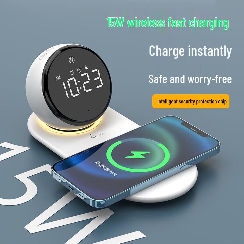 Wireless Charging Clock Bluetooth Speaker A8