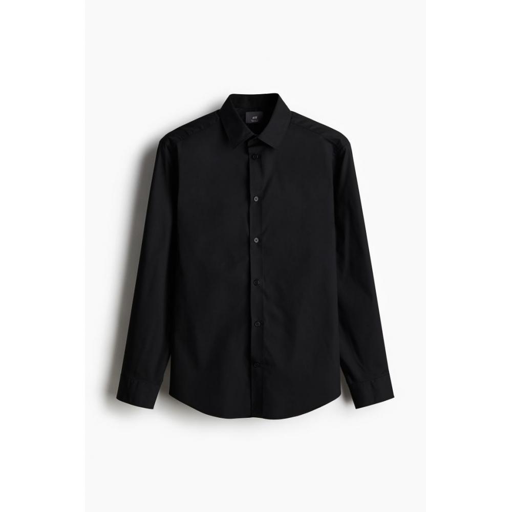 H M Easy Care Regular Fit sHirt Black