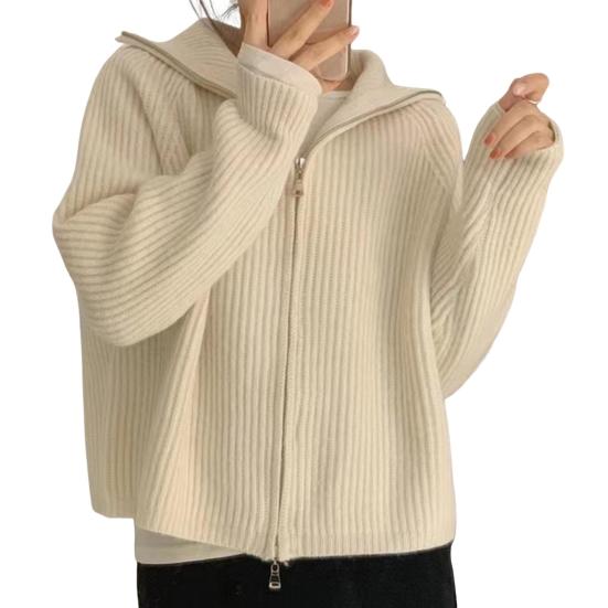 

Женский свитер, пальто, однотонный, с длинным рукавом, с двойной молнией и ширинкой бежевый