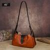 Johnature Genuine Leather Retro Women's Bag Solid Color Soft Cowhide Large Capacity Shoulder Crossbody Bag