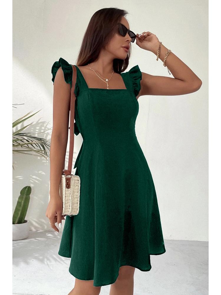 2024 Cross-Border European & American Women's Pastoral Style Suspender Dress: Short, Sweet, Versatile for Commute, Vacation, or Beach.