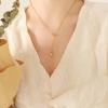Gold-Plated Geometric Polygon Sphere Pendant Necklace with Adjustable Tassel – Versatile Titanium Steel Clavicle Chain