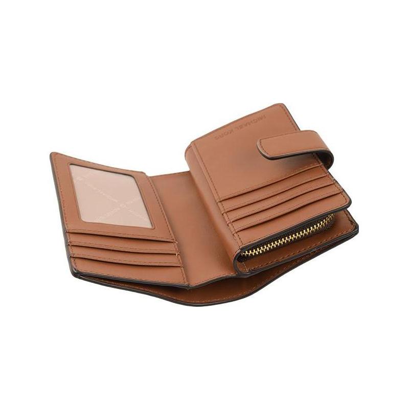 Michael Kors Front Brand Logo PVC (polyvinyl Chloride) Leather Wallet Women's Brown