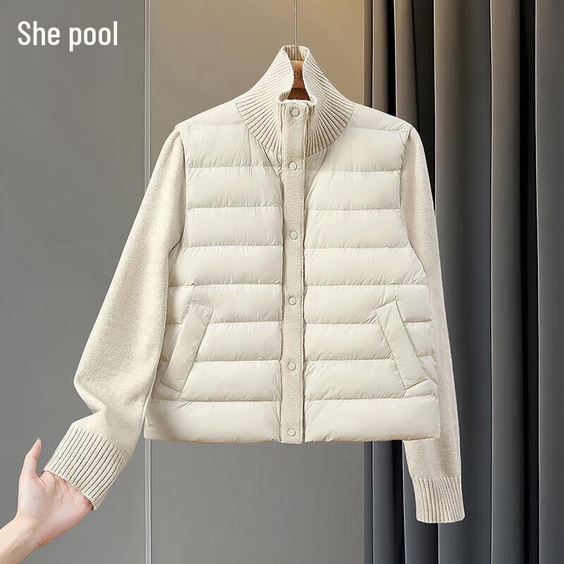 

Her Pond Women s Stand Collar Knit Panel 90% Down Jacket S