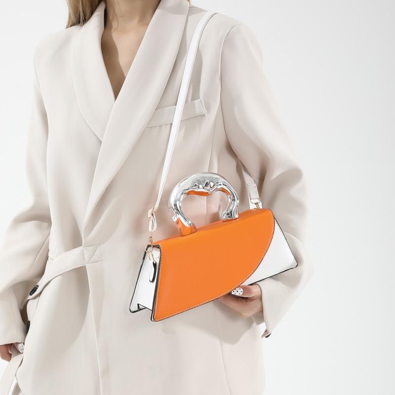 Spring Casual Simple Messenger Personality Fashion Texture Color Matching New Contrasting Color Portable Small Square Bag Women