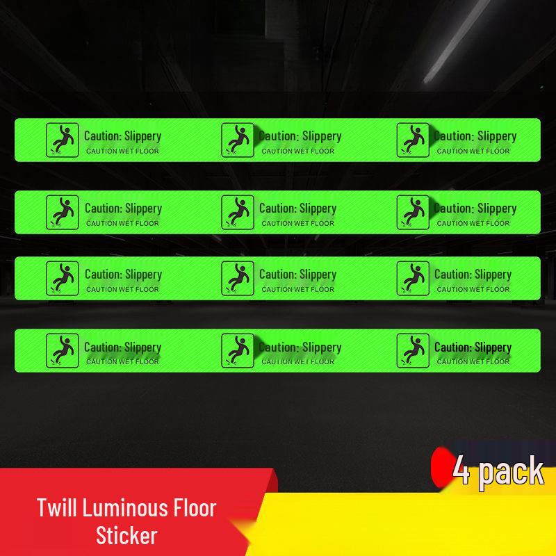 Glow-in-the-Dark Anti-Slip Safety Warning Decal for Slippery Floors