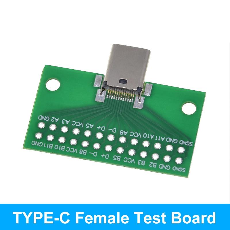TZT Type-C Male To Female USB 3.1 Test PCB Board Adapter Type C 24P 2.54mm Connector Socket For Data Line Wire Cable Transfer
