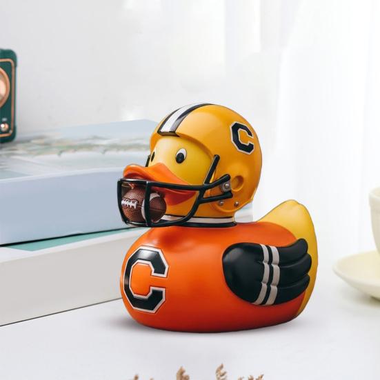 Rugby Football Duck Figurine Cartoon Duck Statue Animal Sculpture Home Office Desktop Bookshelf Decoration Ornament