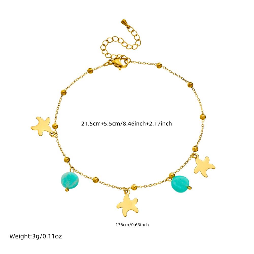 

316L Stainless Steel Lovely Star Natural Stone Charms Anklet For Women Fashion Gold Color Chain Summer Beach Jewelry Accessories