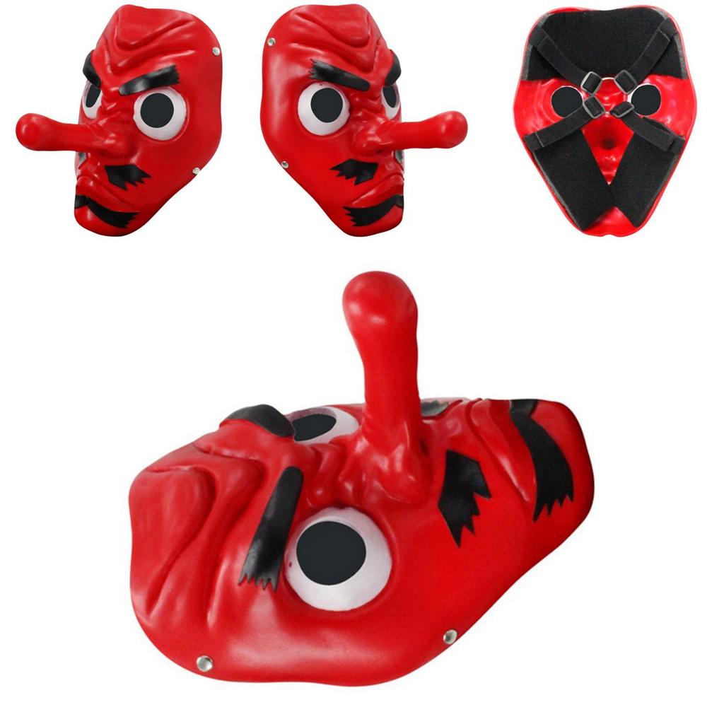 Rood Tengu Demon Slayer-masker voor Halloween en cosplay-evenementen met een Halloween-thema.