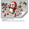 PVC Static Sticker Sheets Christmas Window Cling, Penguin Decal with Holly Baubles Snowflakes, Holiday Glass Decorations Festive Decor for Home Living