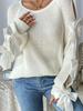 Fashion Autumn New French Style Round Neck Bow Decorated Long Sleeve Loose Knit Set Sweater for Women