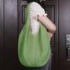 Women Fashion Knitted Bag Crochet Tote Bag Large Hollow Out Tote Bag Solid Color Woven Shoulder Bag Lady Summer Beach Mesh Bag