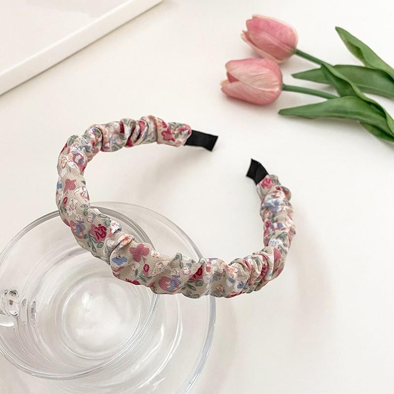 French Retro High Crown Wide-Brimmed Plush Headband for Face Washing and Outings