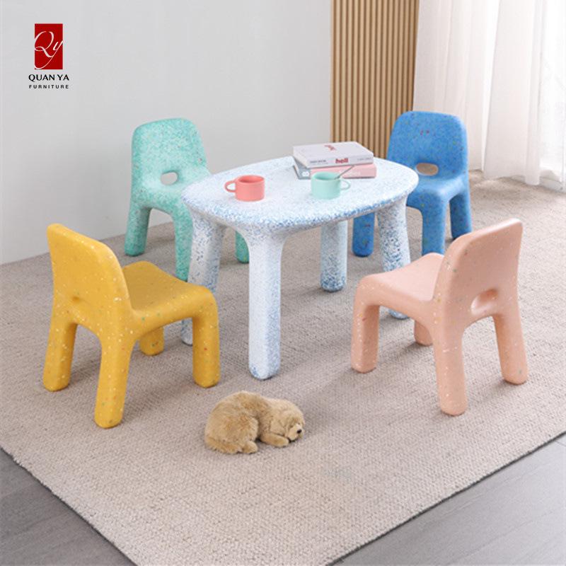 Nordic Creative Children's Chair - Simple Plastic Stool with Backrest for Kindergarten or Home Dining.