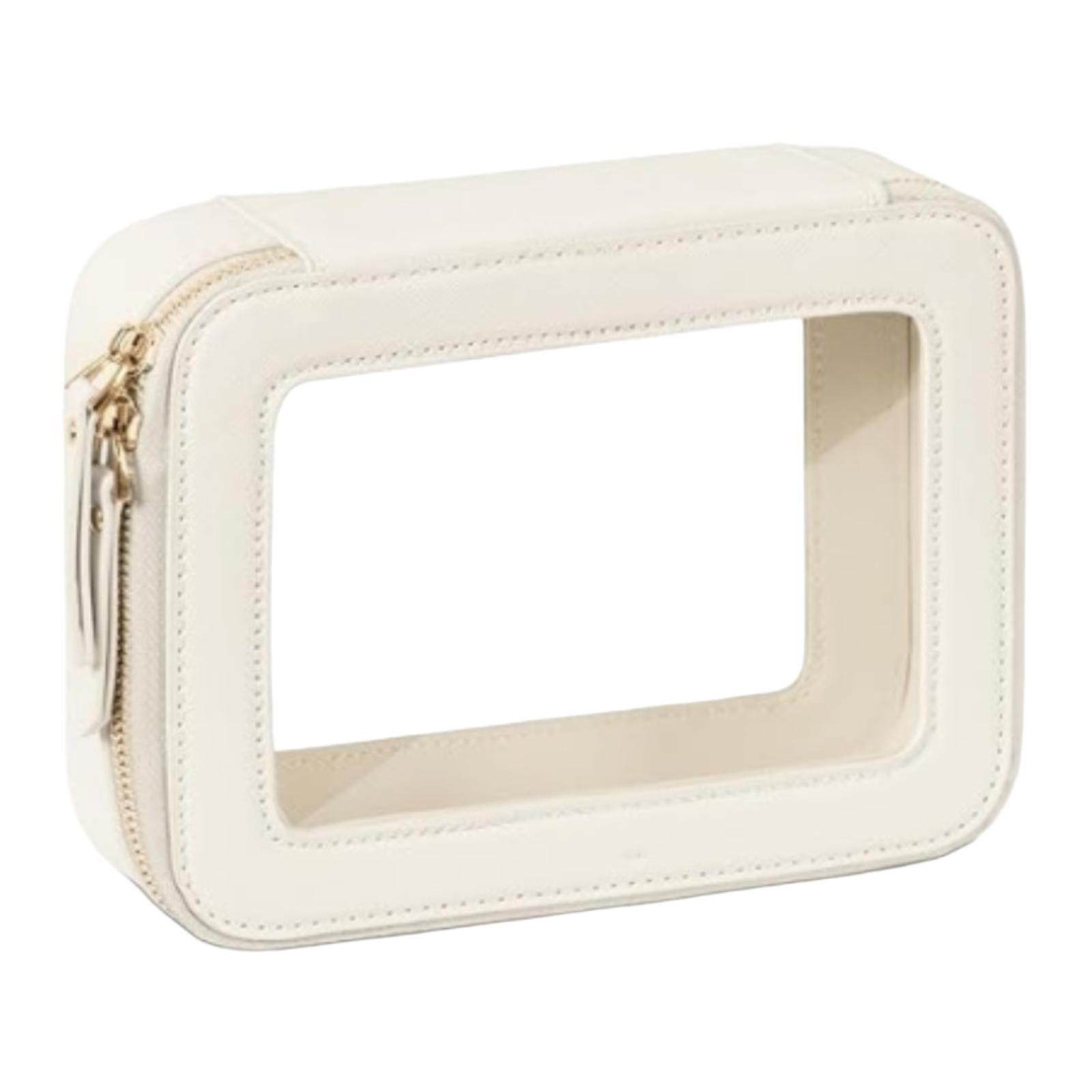 

Waterproof Clear Makeup Bag with Transparent Window Large Duty Cosmetic Organizer Case, Portable Toiletry Pouch for Women Travel білий