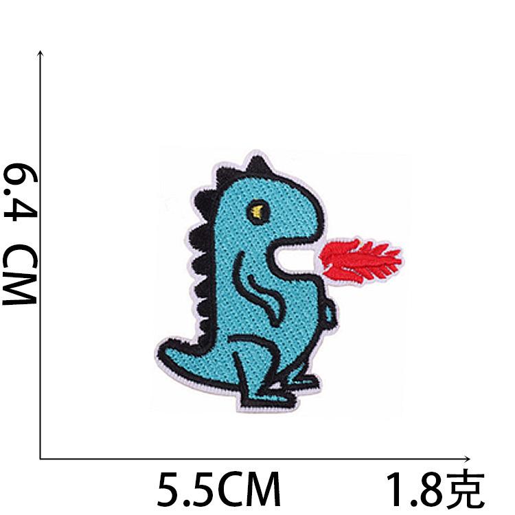 Cross-Border Hot Sale Cartoon Little Dinosaur Embroidery Cloth Sticker Adhesive Embroidery Label Cute Little Animal Children'S Clothing Patch Sticker