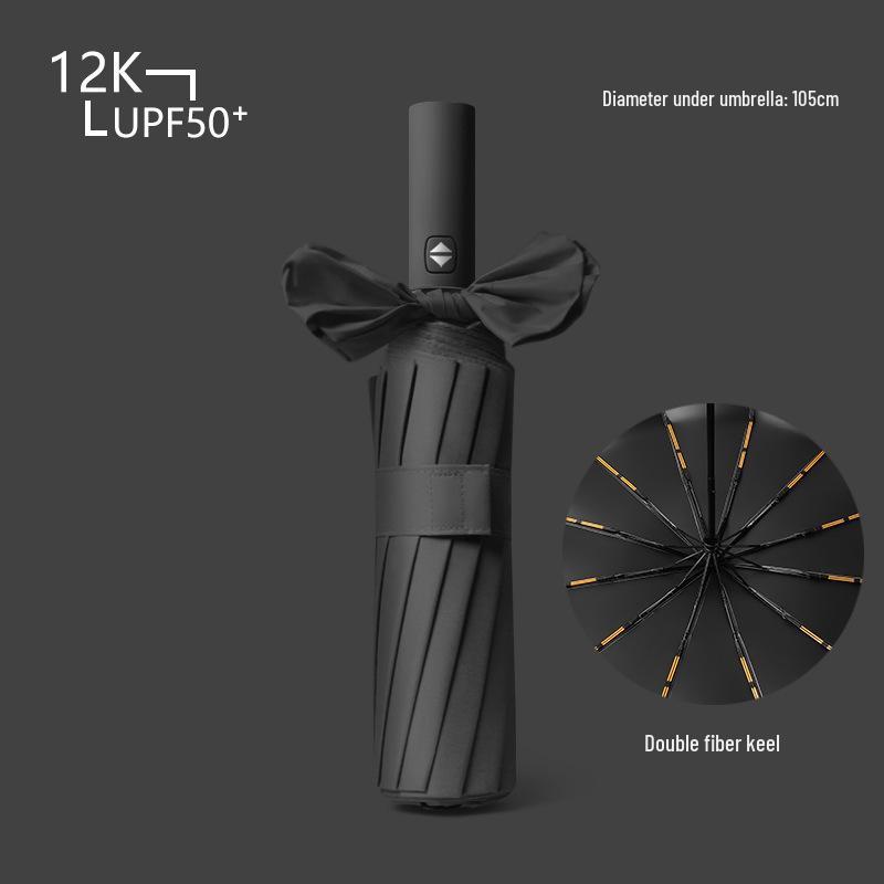 72-Rib Strong Automatic Sun Protection Umbrella for Women & Men, Large Folding Design for Sun and Rain