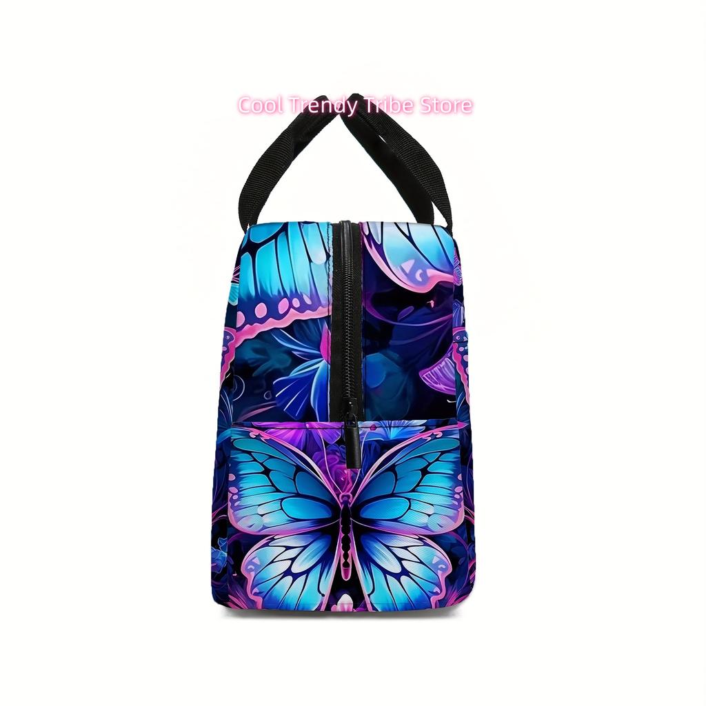 Lunch Bag with Butterfly Design, Insulated Tote for Work, Travel, And Picnics, Suitable for Back to School, Safe for Non-Food It