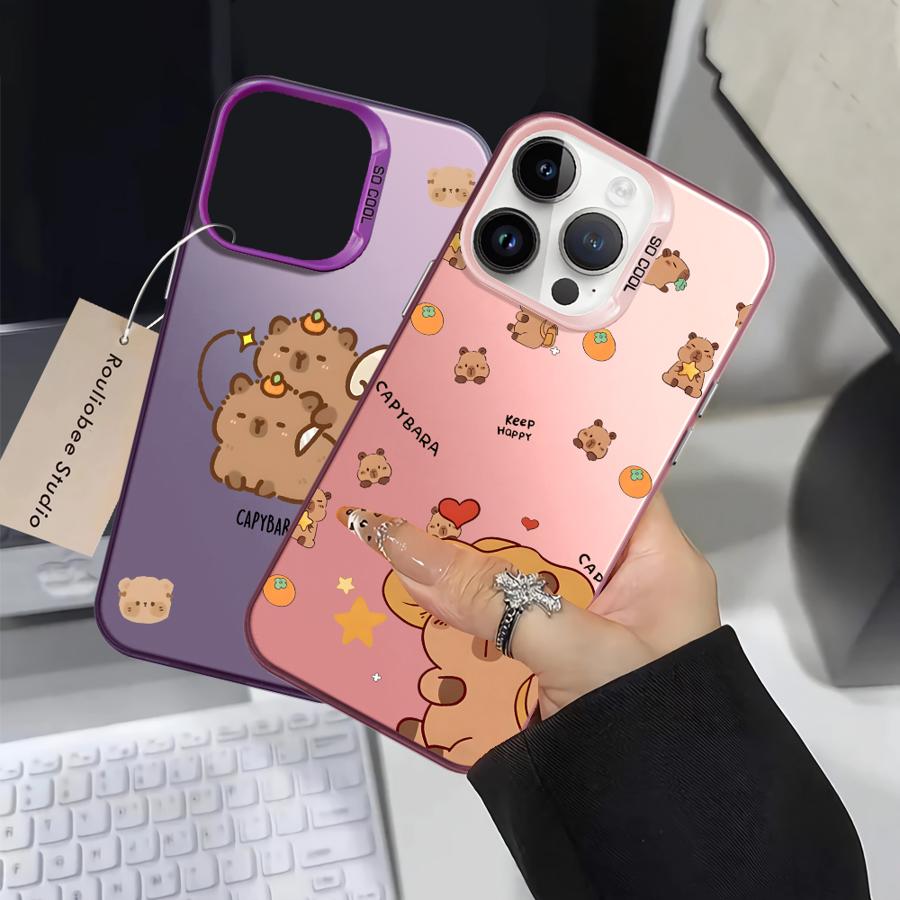 Back Phone Cover Case for iPhone 17 Pro Max Air 14 15 Plus 13 Pro 16 12 XS 11 XR Cartoon Guinea Pig