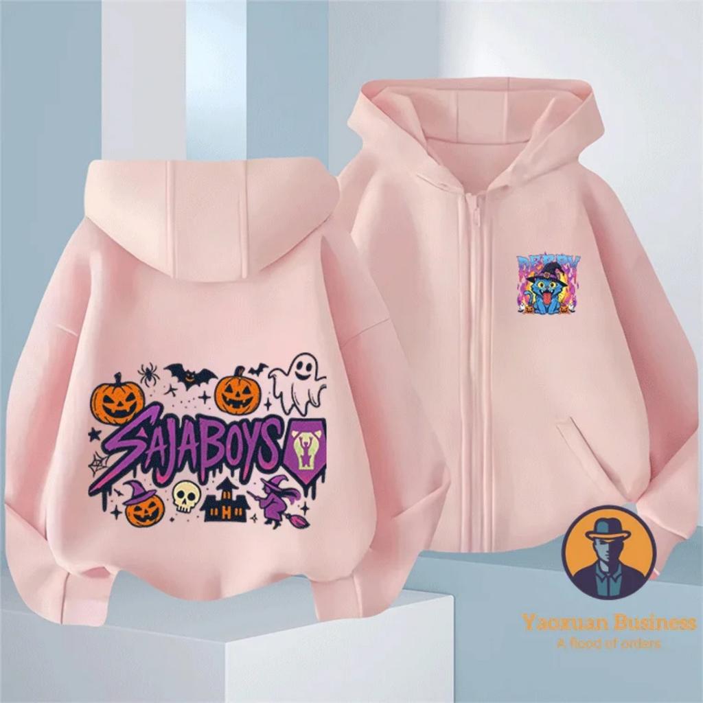 2025 Popular KPop Devil Hunter Girl Zipper Hoodie Cute Cartoon Print Autumn/Winter Fashion Clothing