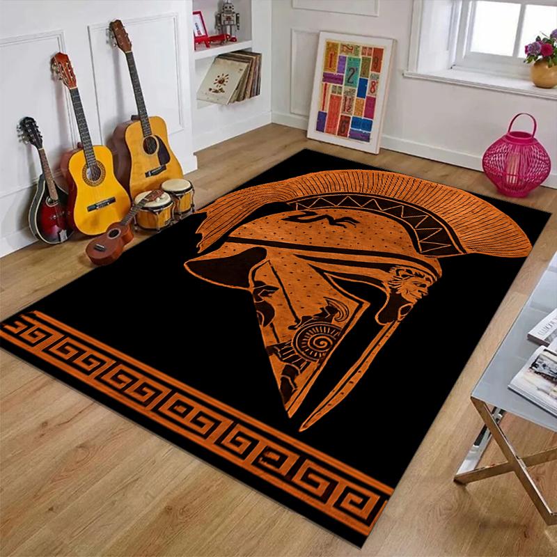 Gladiator Helmet Polyester Carpet, Soft Indoor Mat for Office Chair, Living Room, Computer Desk - Decorative Home Office Rug Design