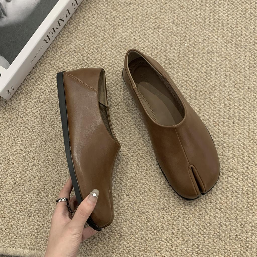 Fashion Bailamos Women Tabi Ninja Slip On Flats Split Toe Slippers Round Toe Shallow Lazy Slip On Boat  Mules Shoes Soft Loafers Mujer