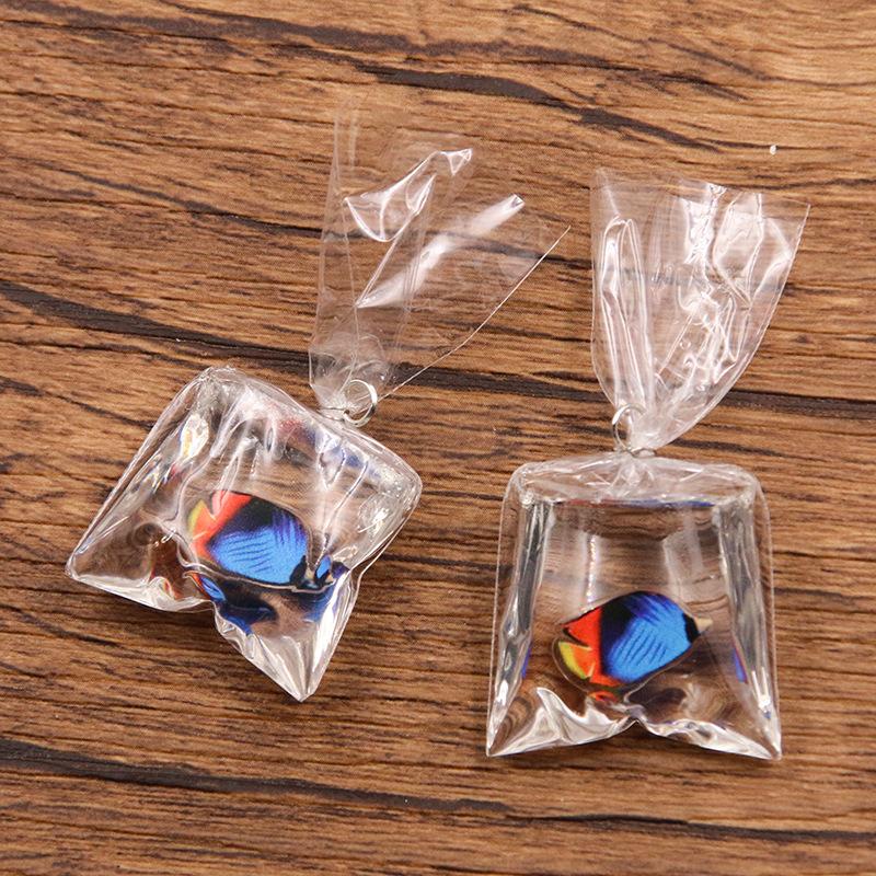 1Pcs 24*53MM DIY Transparent Resin Simulation Goldfish Pendant Jewelry