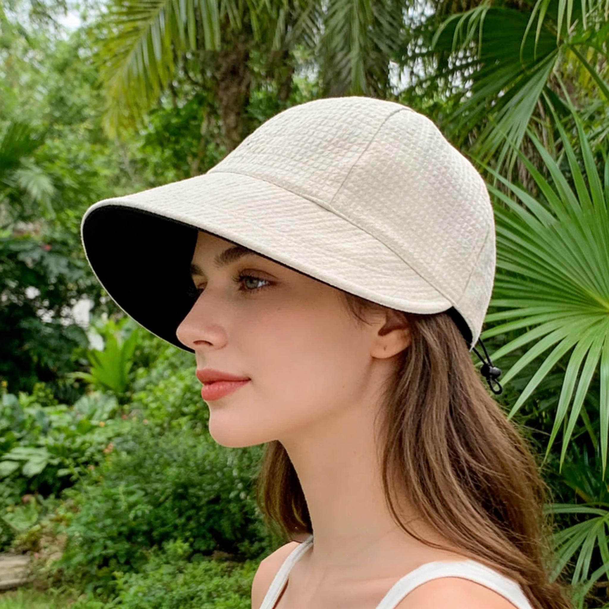 Zealous Sole Women's 1Pc Relaxing And Comfortable Hat Casual Waffle Sun Hat Wide Brim Foldable Peaked Cap Adjustable Anti-Uv Fisherman Cap For